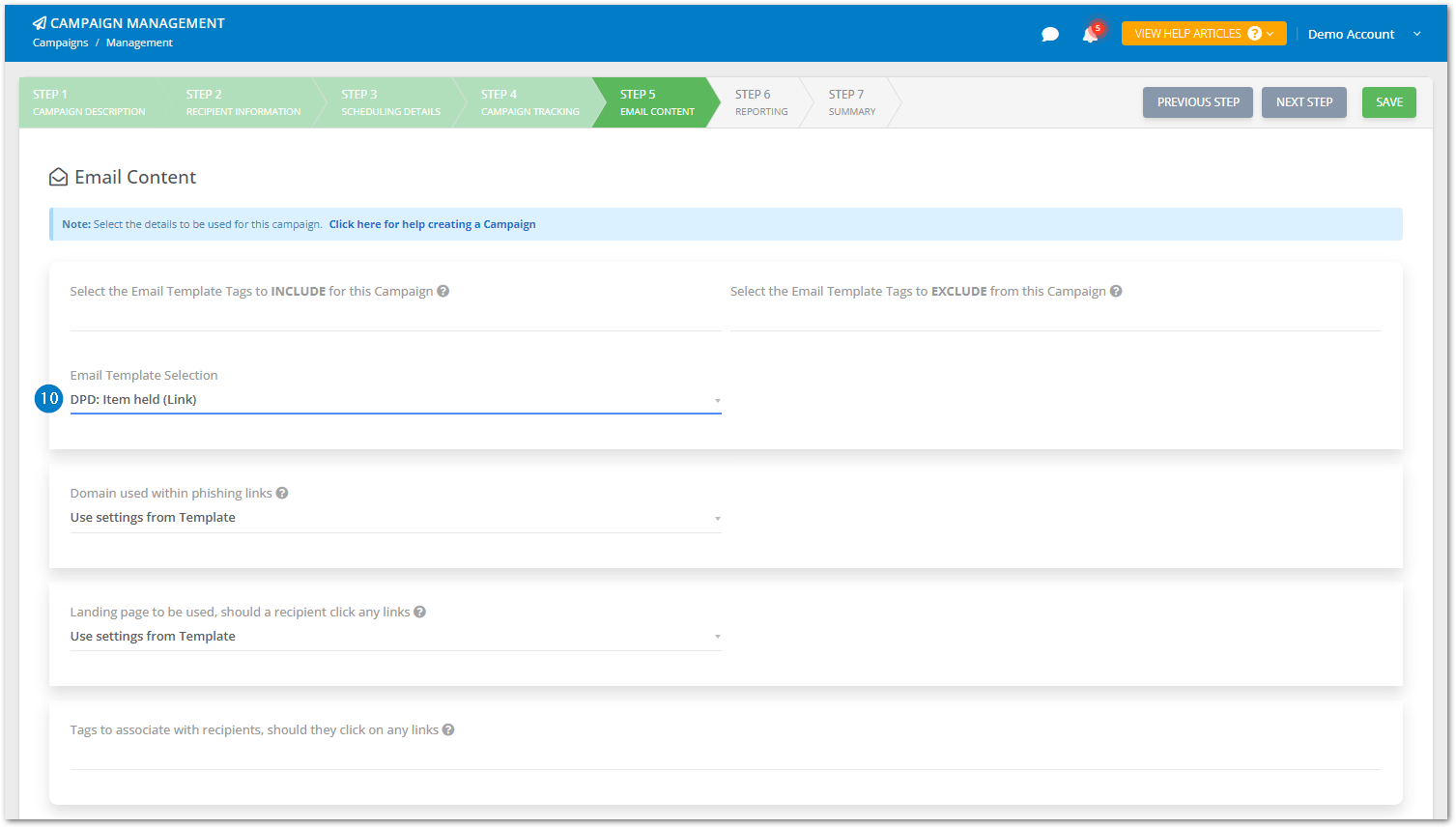 Creating a test phishing campaign - Step 10 Email selection.png