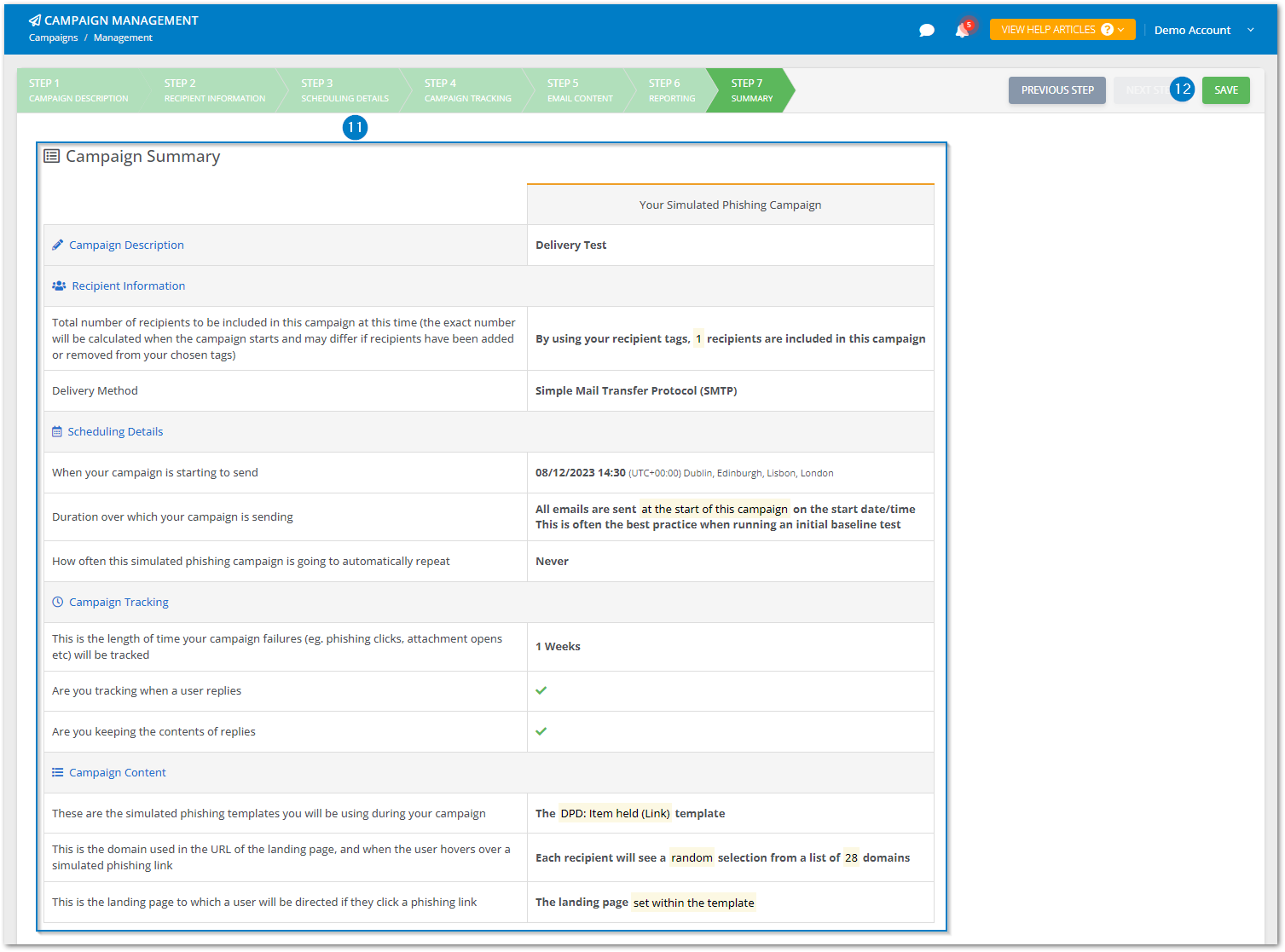 Creating a test phishing campaign - Step 11 Campaign summary.png