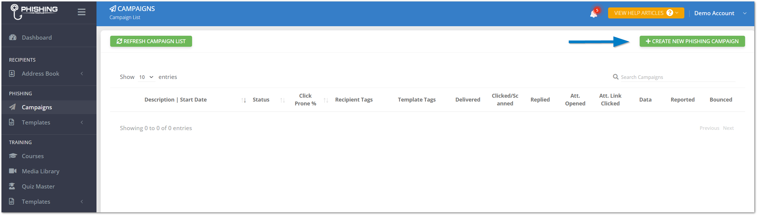 How to set a default phishing simulation sending method - Create New Campaign.png