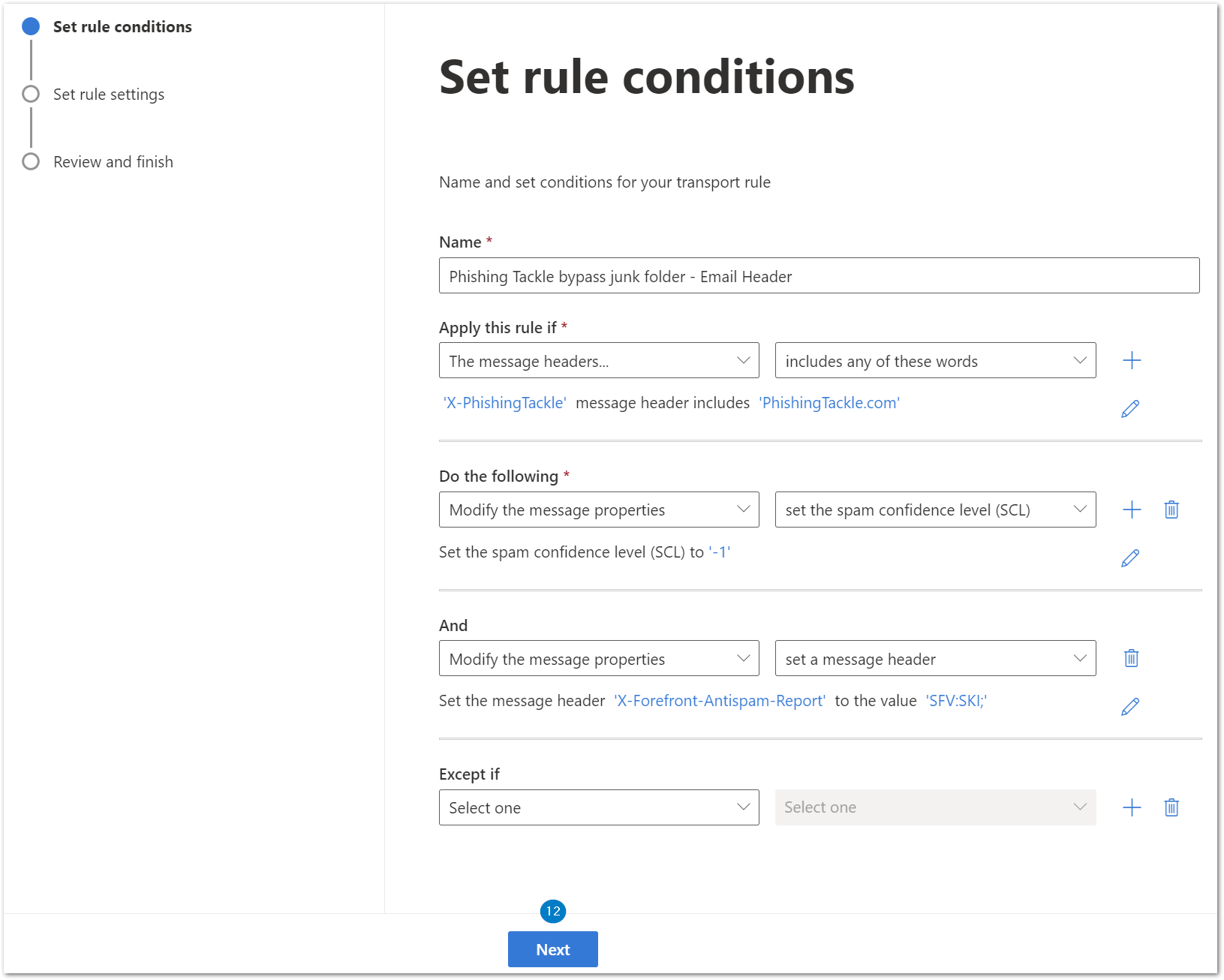 Allowlisting by Email Headers - Bypass Junk - Conditions.png