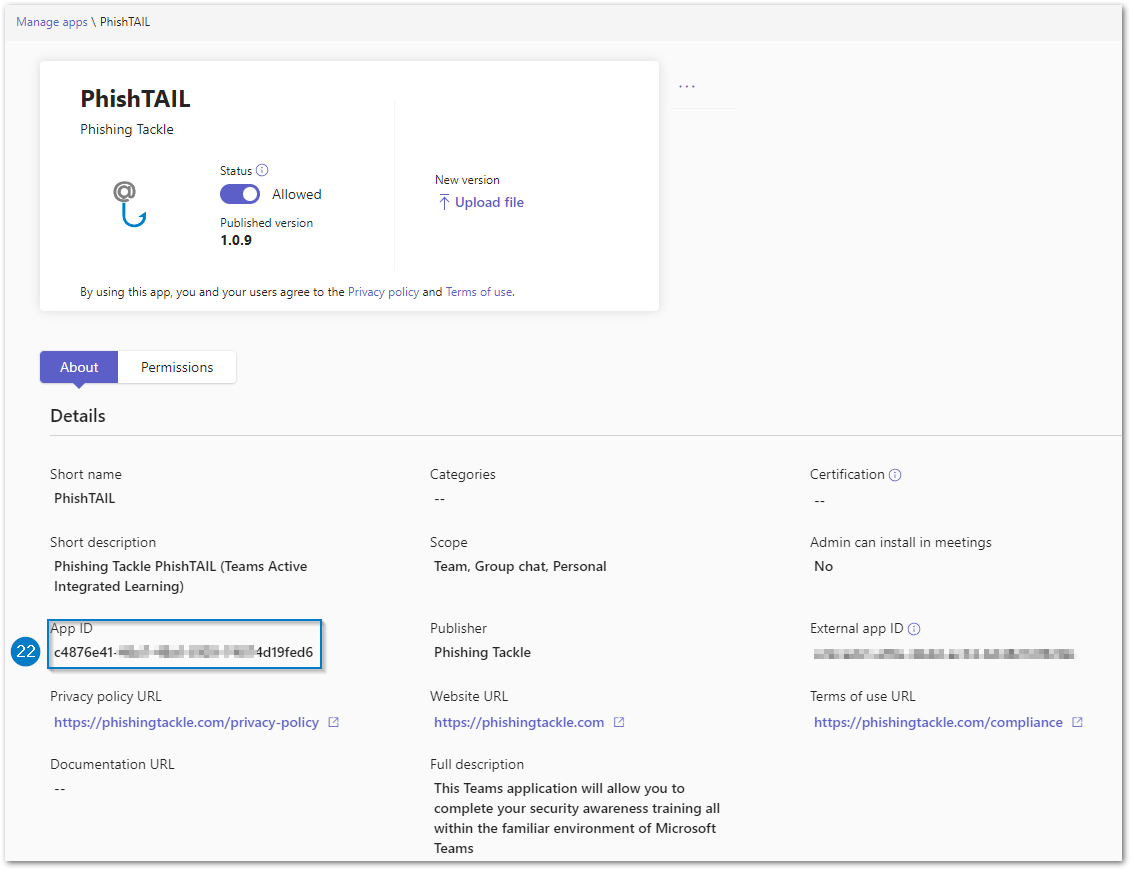 How to install Phishtail for Microsoft Teams- App ID.png