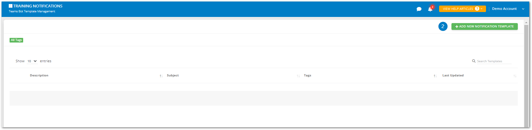 Microsoft Teams notification and Training course guide - Add new notification template button.png