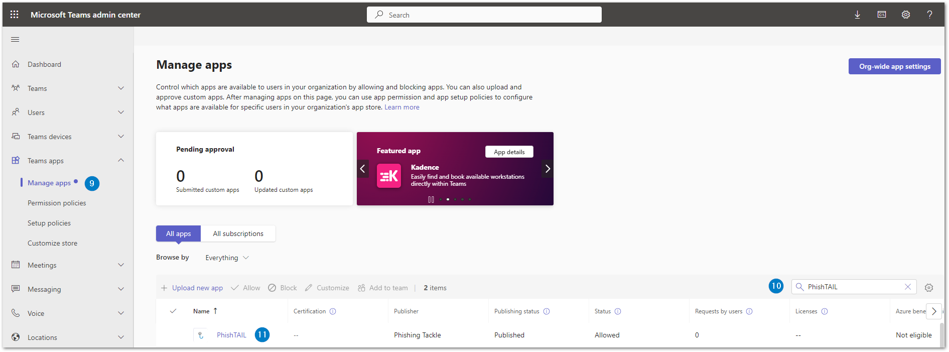How to remove PhishTAIL + PhishTAIL Bot - Manage Apps search PhishTAIL.png